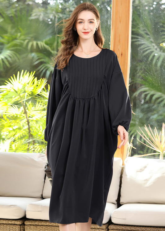 Diy Black Oversized Patchwork Wrinkled Chiffon Maxi Dress Batwing Sleeve LY0295 - fabuloryshop