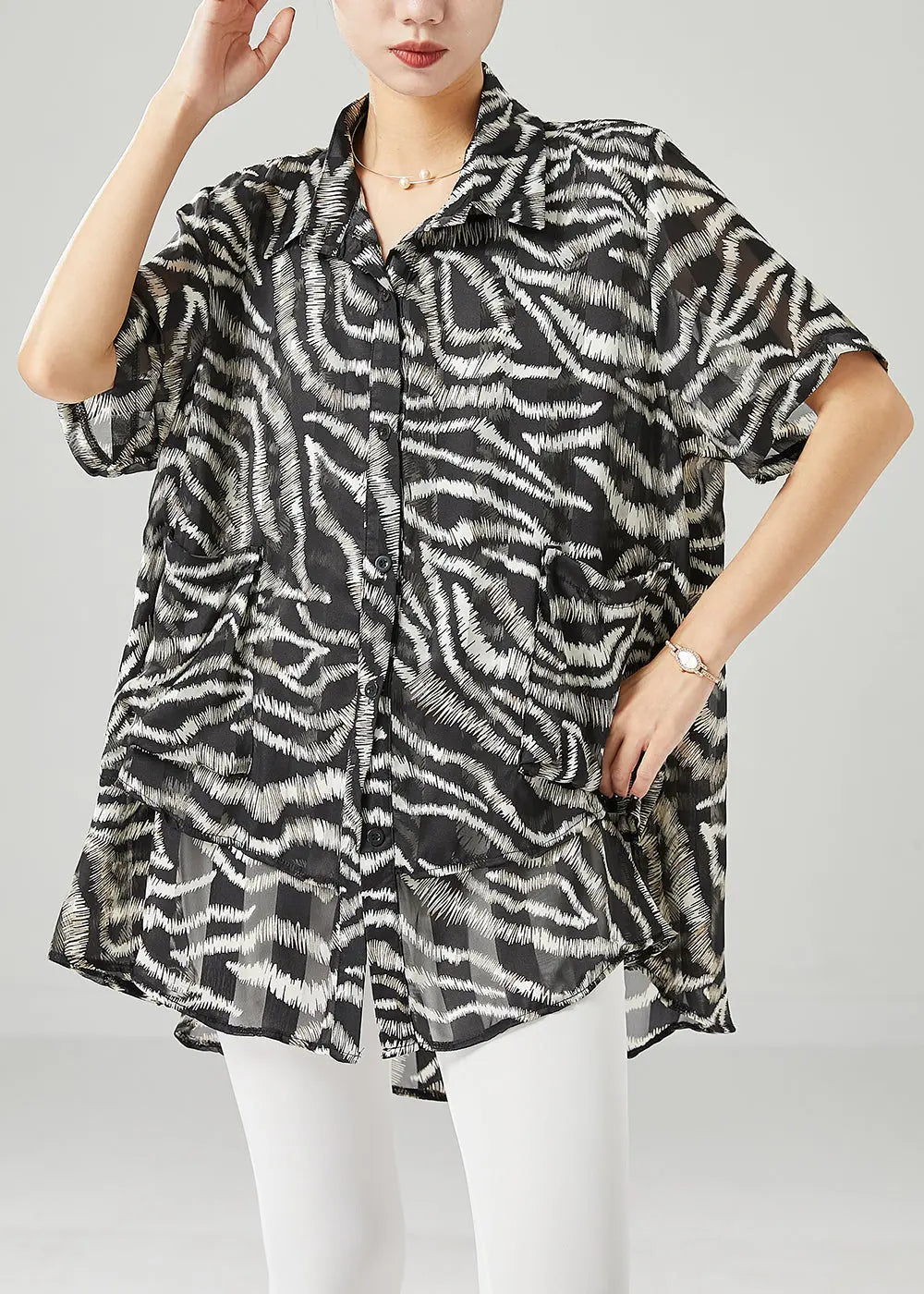 Diy Black Oversized Print Spandex Shirts Summer Ada Fashion