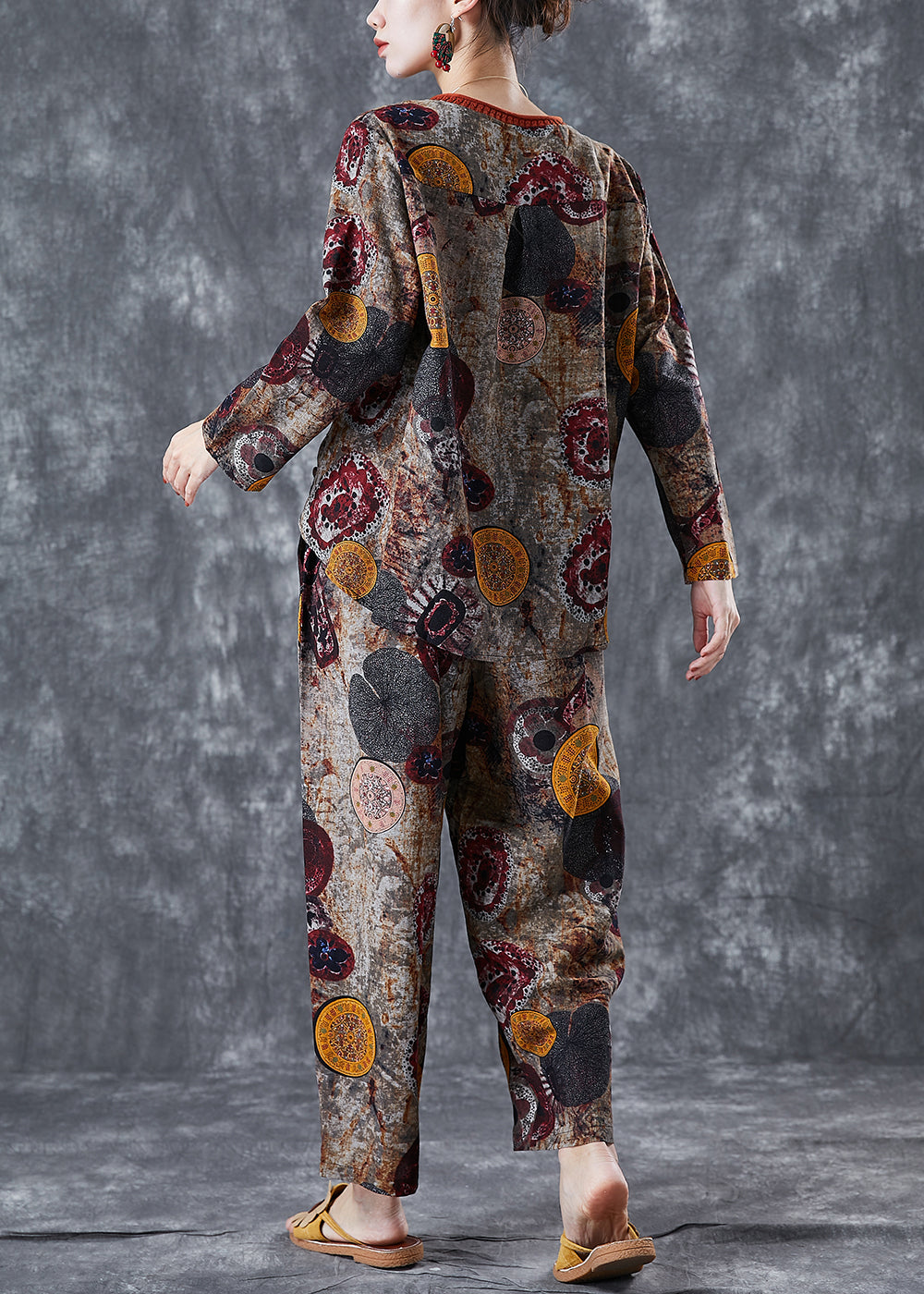 Diy Coffee Oversized Print Cotton Two Pieces Set Fall LY5625 - fabuloryshop