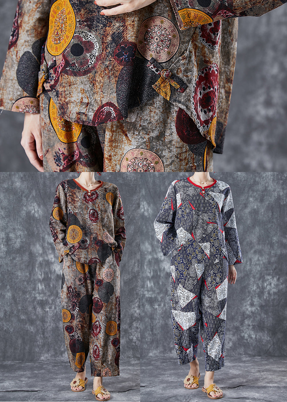 Diy Coffee Oversized Print Cotton Two Pieces Set Fall LY5625 - fabuloryshop