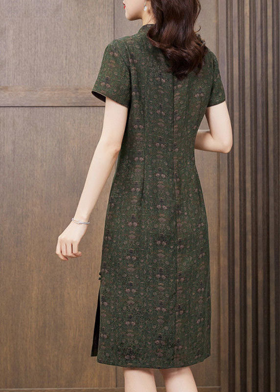 Diy Green Peter Pan Collar Patchwork Silk Dresses Summer LY2251 - fabuloryshop