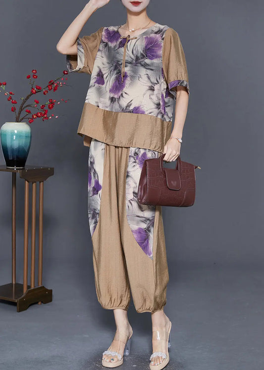 Diy Khaki Oversized Patchwork Tassel Linen Women Sets 2 Pieces Summer Ada Fashion