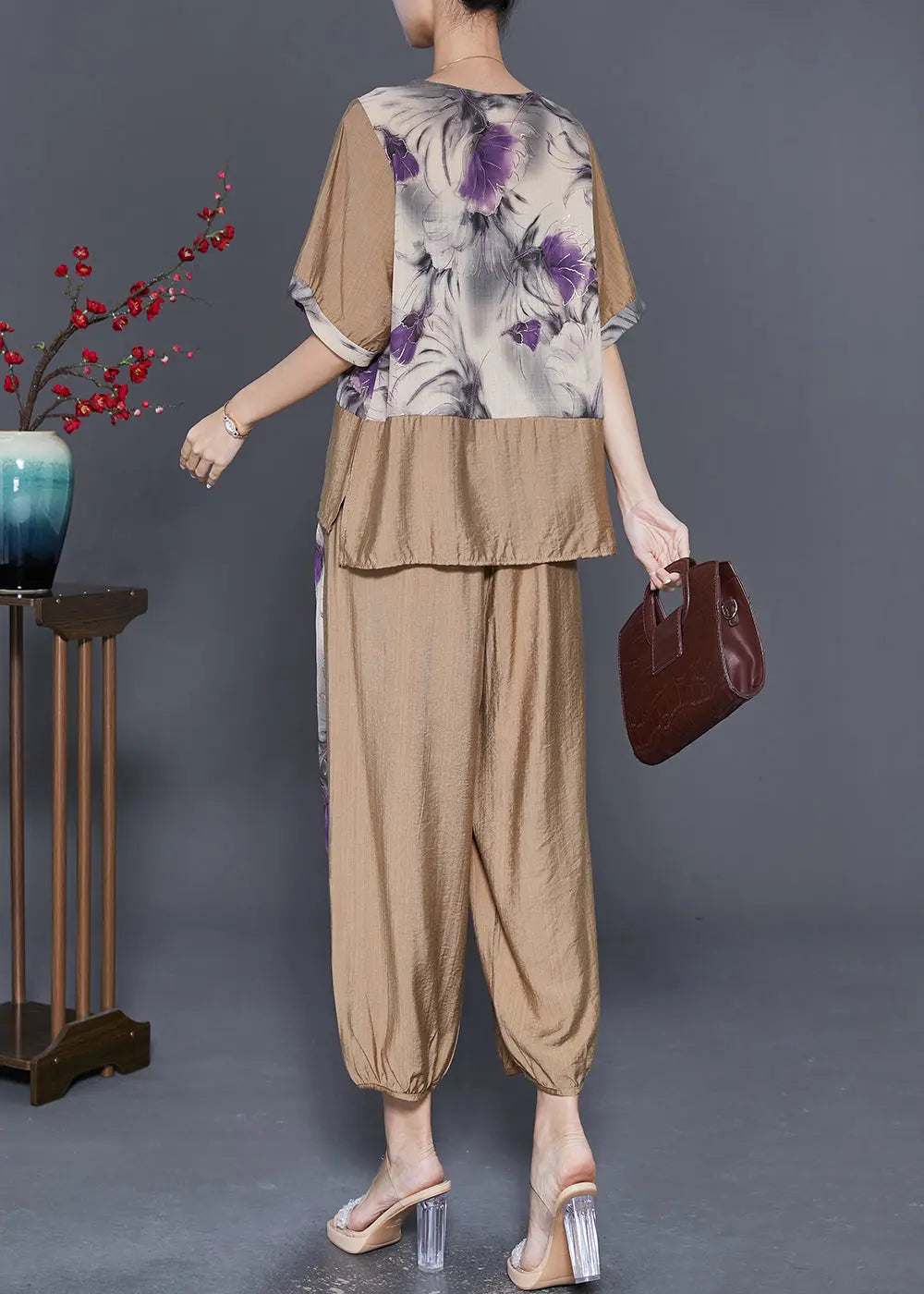 Diy Khaki Oversized Patchwork Tassel Linen Women Sets 2 Pieces Summer Ada Fashion