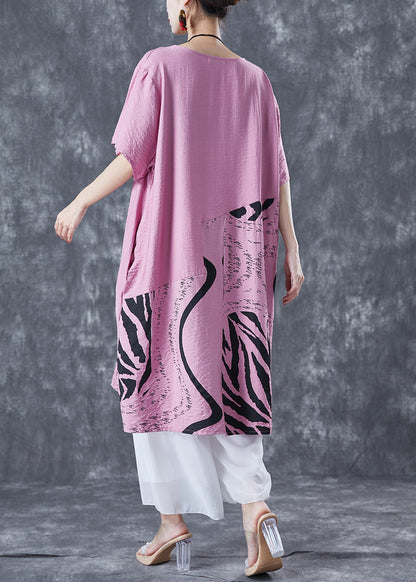 Diy Pink Oversized Print Cotton Maxi Dress Summer LY5674 - fabuloryshop