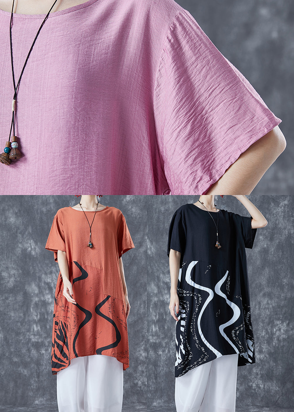 Diy Pink Oversized Print Cotton Maxi Dress Summer LY5674 - fabuloryshop