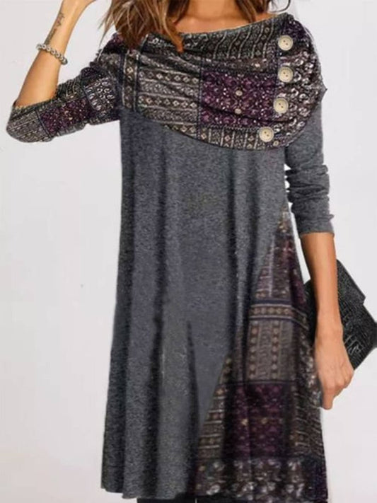 Cotton Casual Long Sleeve Knitting Dress  WO100 - fabuloryshop