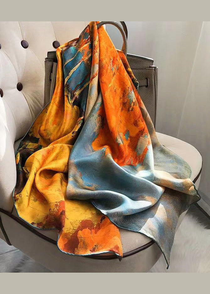 Elegant And Versatile Oil Painting Print Silk Scarf Ada Fashion