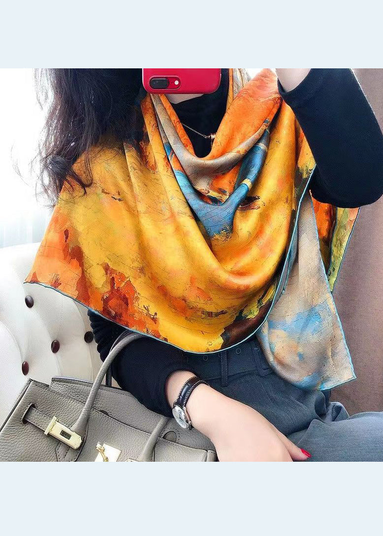 Elegant And Versatile Oil Painting Print Silk Scarf Ada Fashion