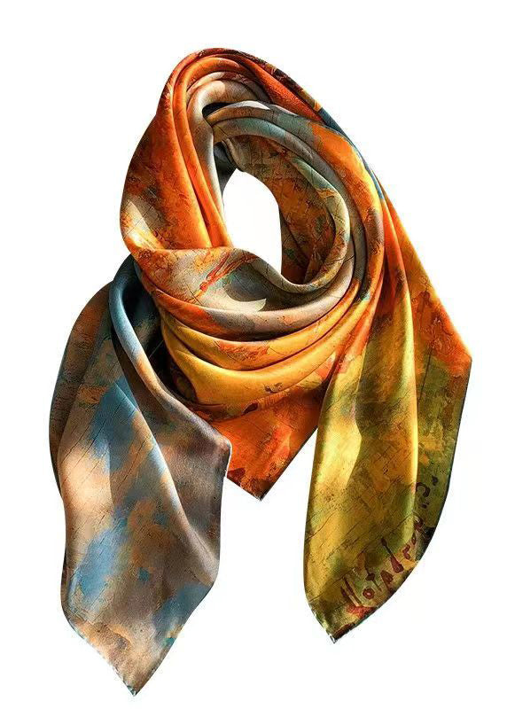 Elegant And Versatile Oil Painting Print Silk Scarf Ada Fashion