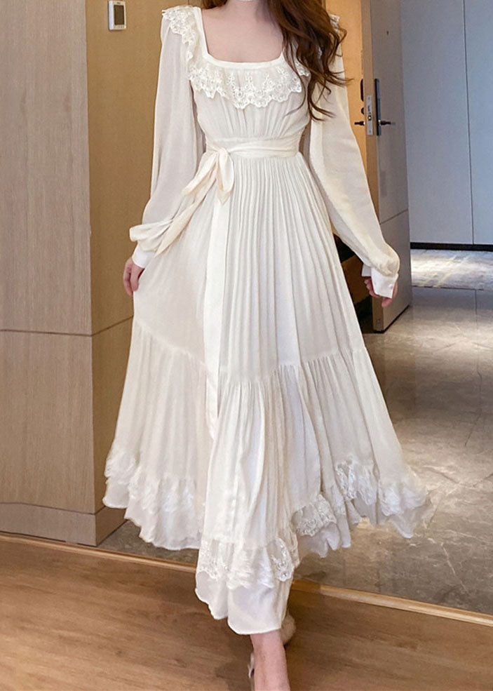 Elegant Apricot Lace Patchwork Exra Large Hem Holiday Dress Summer Ada Fashion