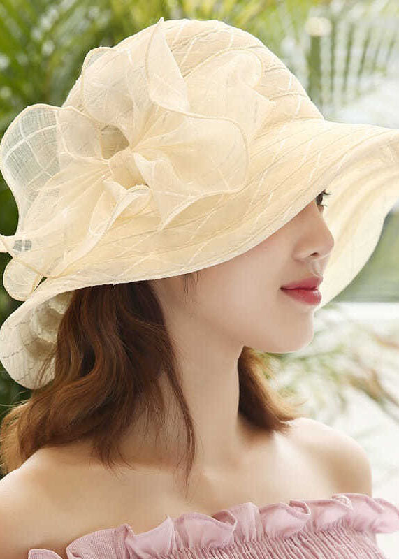 Elegant Beige Bow Patchwork Straw Woven Floppy Sun Hat LC0546 - fabuloryshop