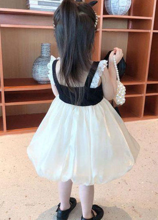 Elegant Black Bow Lace Patchwork Tulle Baby Girls Dress Summer LY5494 - fabuloryshop