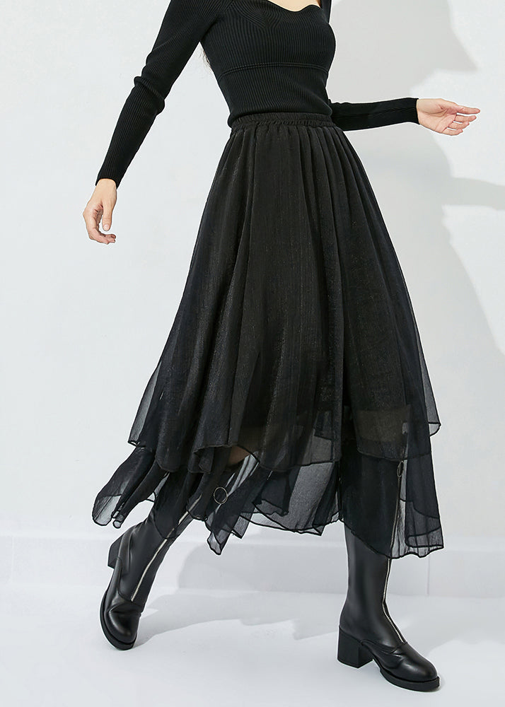 Elegant Black High Waist Layered Design Tulle Skirt Summer LY0810 - fabuloryshop