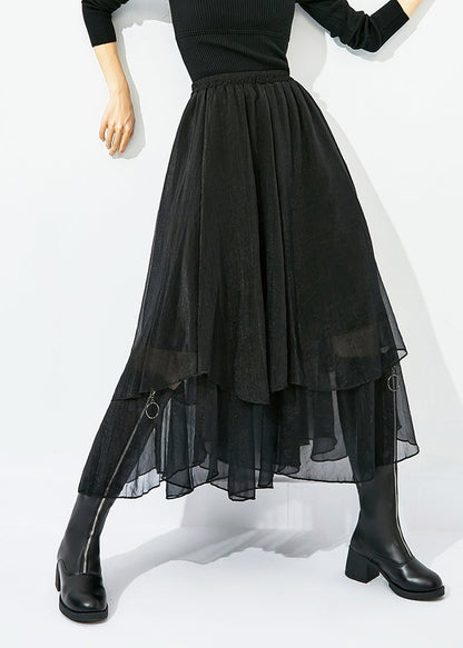 Elegant Black High Waist Layered Design Tulle Skirt Summer LY0810 - fabuloryshop