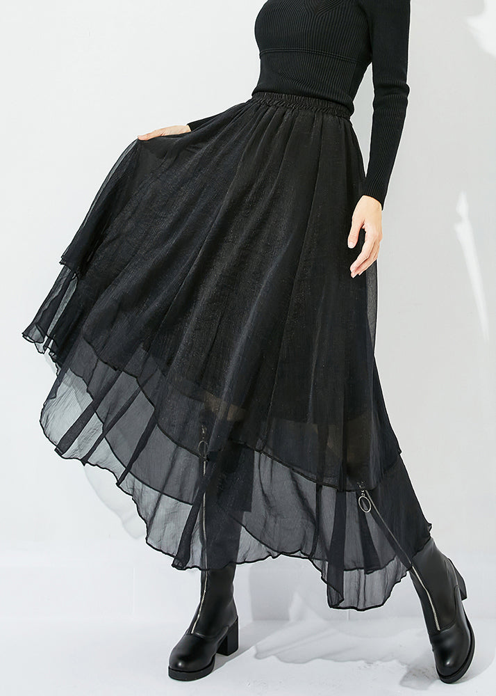 Elegant Black High Waist Layered Design Tulle Skirt Summer LY0810 - fabuloryshop