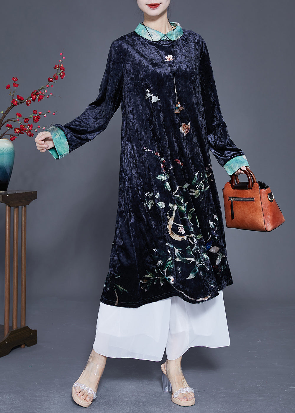 Elegant Black Print Patchwork Silk Velour Vacation Dresses Spring LY1767 - fabuloryshop