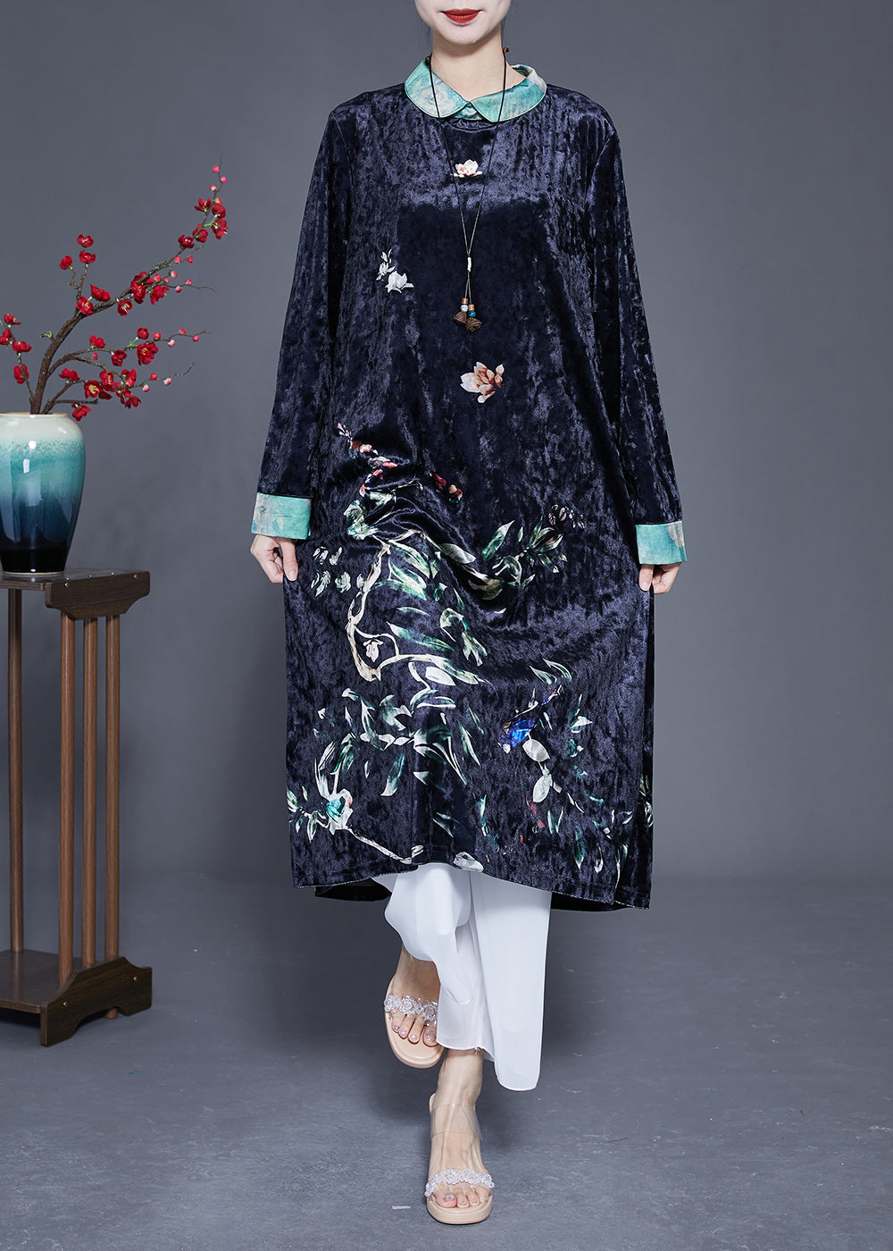 Elegant Black Print Patchwork Silk Velour Vacation Dresses Spring LY1767 - fabuloryshop