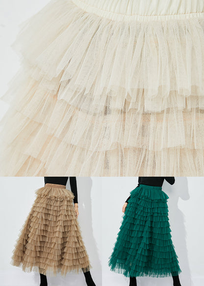 Elegant Blackish Green High Waist Layered Tulle Skirts Summer LY0858 - fabuloryshop