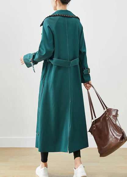 Elegant Blacksih Green Double Breast Pockets Cotton Coats Fall Ada Fashion