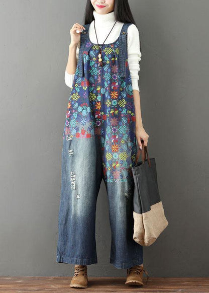 Elegant Blue Casual Print Jumpsuits - fabuloryshop