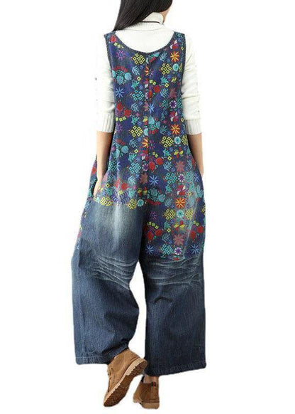 Elegant Blue Casual Print Jumpsuits - fabuloryshop