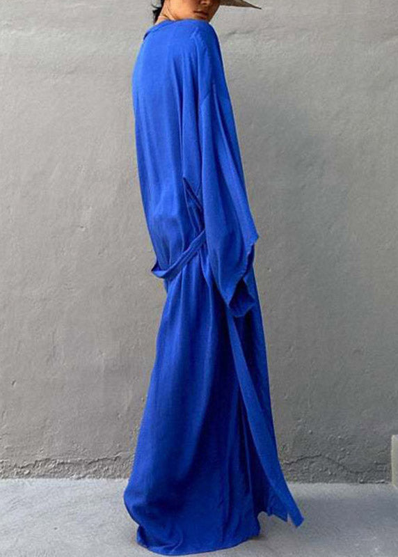 Elegant Blue Tie Waist Solid Maxi Holiday Cardigans Summer LY3036 - fabuloryshop