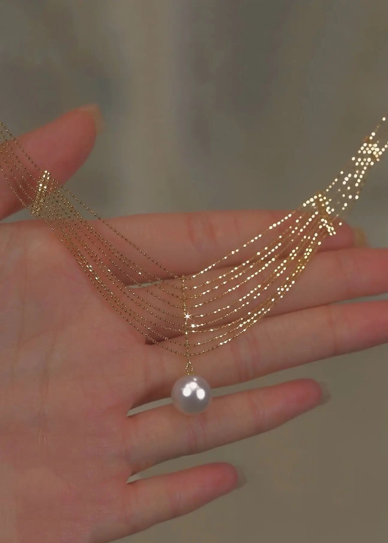 Elegant Gold Pearl Lace Tassel Pendant Necklace Ada Fashion