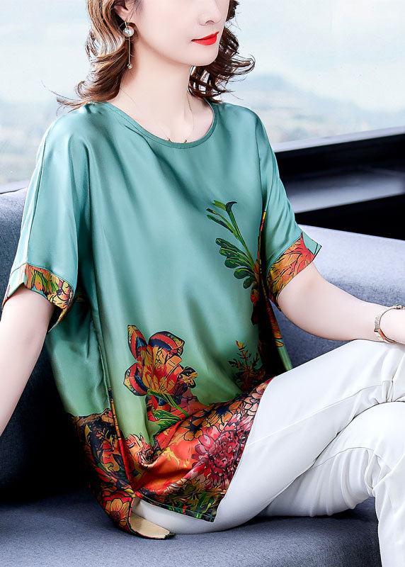 Elegant Green Silk Tops - fabuloryshop