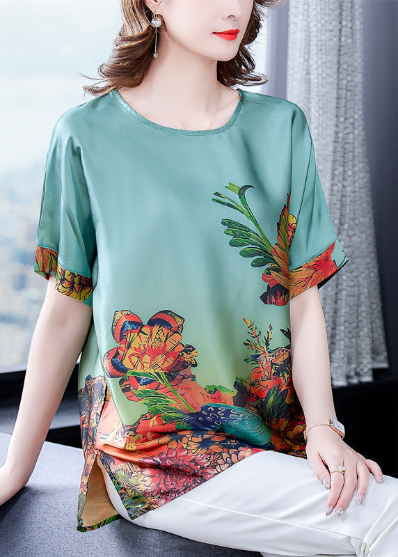 Elegant Green Silk Tops - fabuloryshop