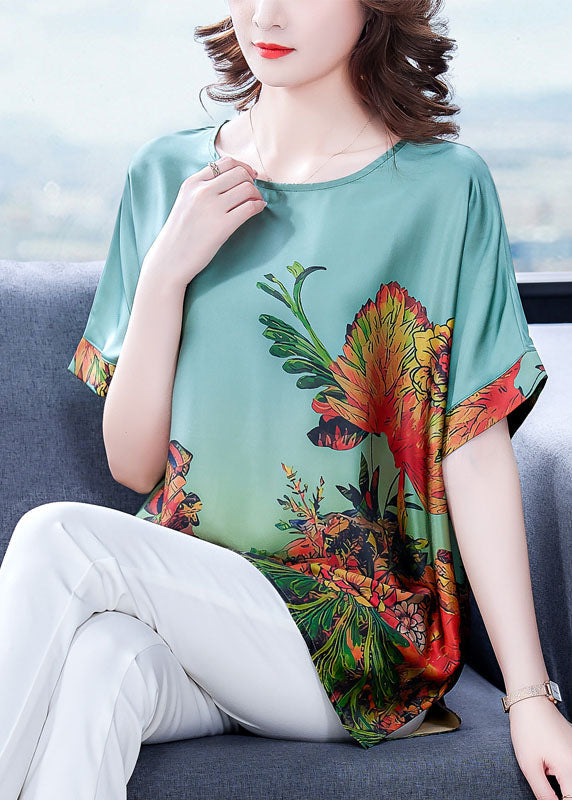 Elegant Green Silk Tops - fabuloryshop