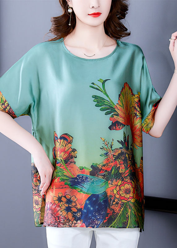 Elegant Green Silk Tops - fabuloryshop