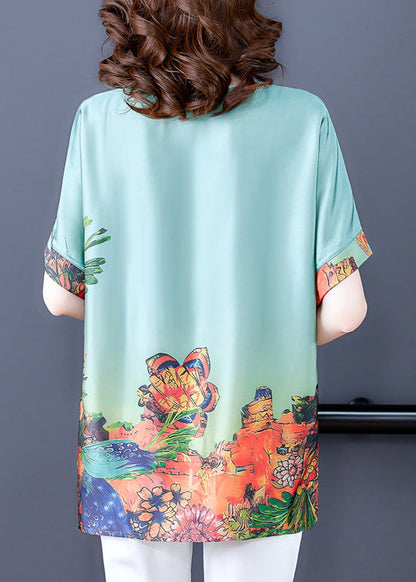 Elegant Green Silk Tops - fabuloryshop