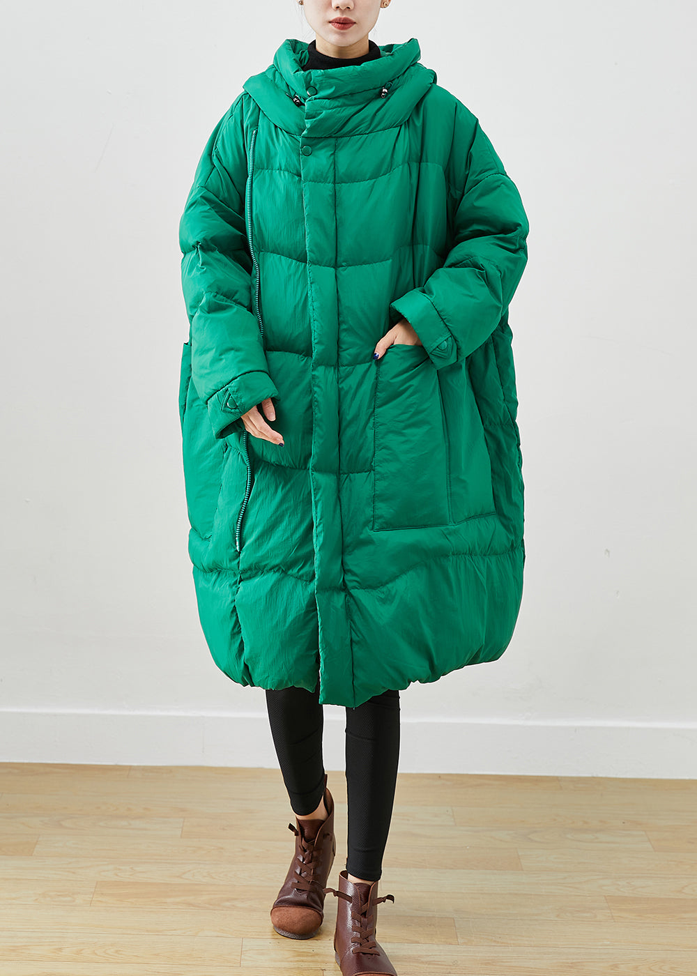 Elegant Green Oversized Thick Duck Down Canada Goose Jacket Winter Ada Fashion