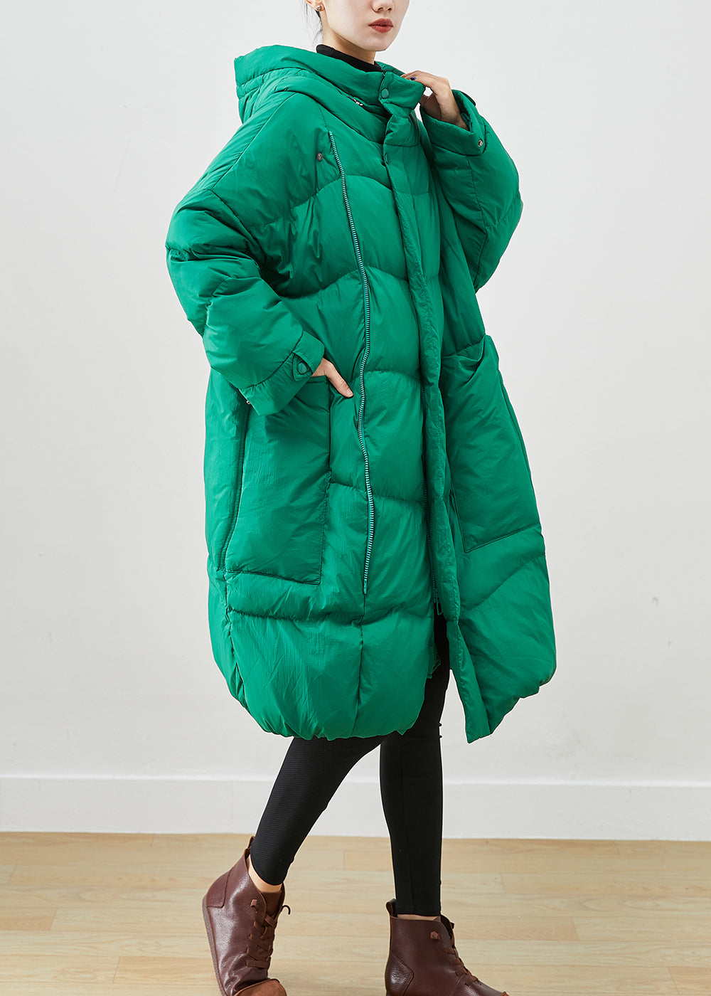 Elegant Green Oversized Thick Duck Down Canada Goose Jacket Winter Ada Fashion