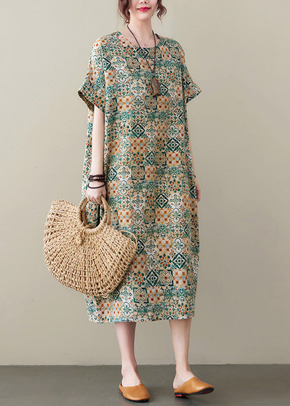 Elegant Green Print Cozy Long Dress Summer LY6101 - fabuloryshop