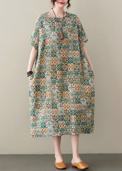 Elegant Green Print Cozy Long Dress Summer LY6101 - fabuloryshop