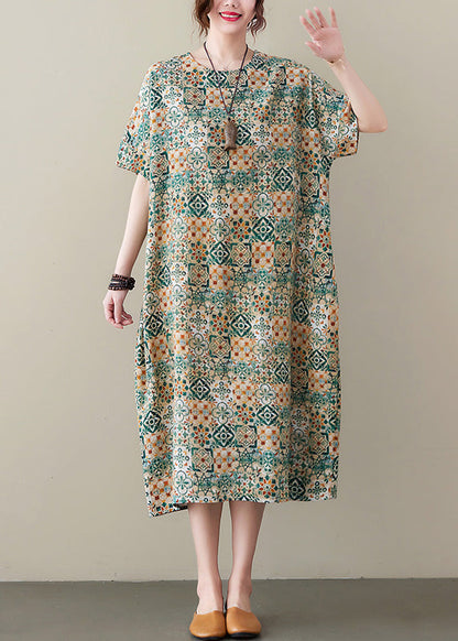 Elegant Green Print Cozy Long Dress Summer LY6101 - fabuloryshop