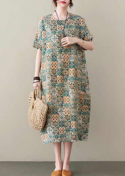 Elegant Green Print Cozy Long Dress Summer LY6101 - fabuloryshop