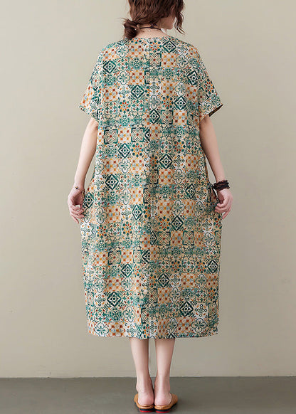 Elegant Green Print Cozy Long Dress Summer LY6101 - fabuloryshop