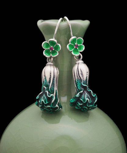 Elegant Green Sterling Silver Cabbage Drop Earrings LY2310 - fabuloryshop