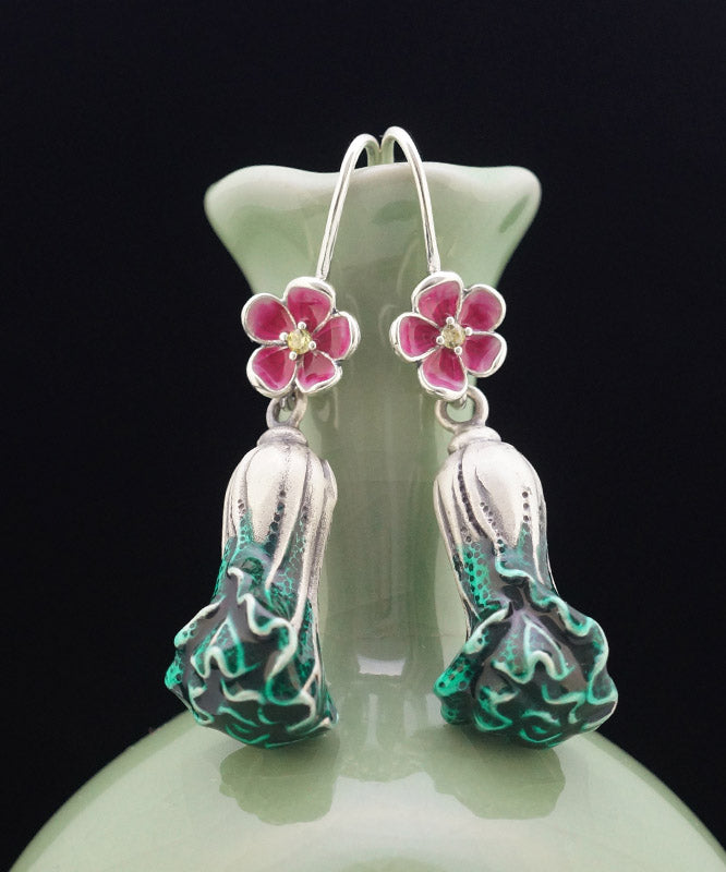 Elegant Green Sterling Silver Cabbage Drop Earrings LY2310 - fabuloryshop