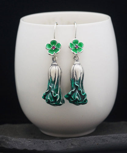 Elegant Green Sterling Silver Cabbage Drop Earrings LY2310 - fabuloryshop