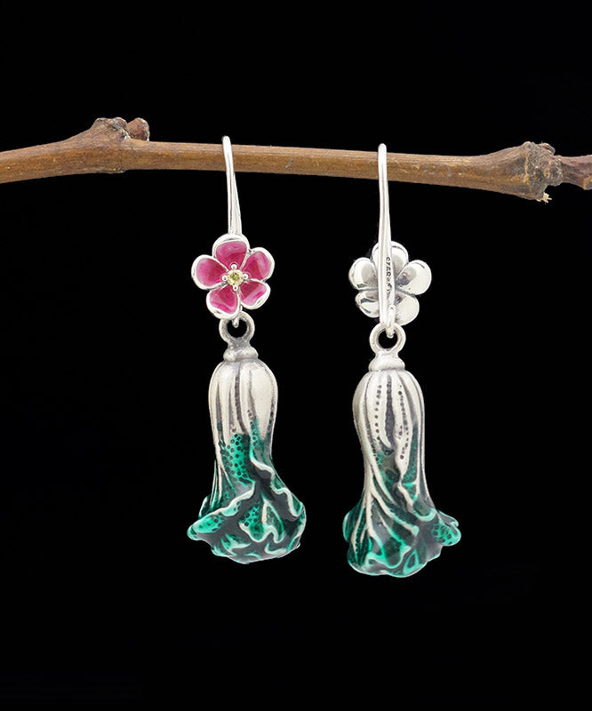 Elegant Green Sterling Silver Cabbage Drop Earrings LY2310 - fabuloryshop