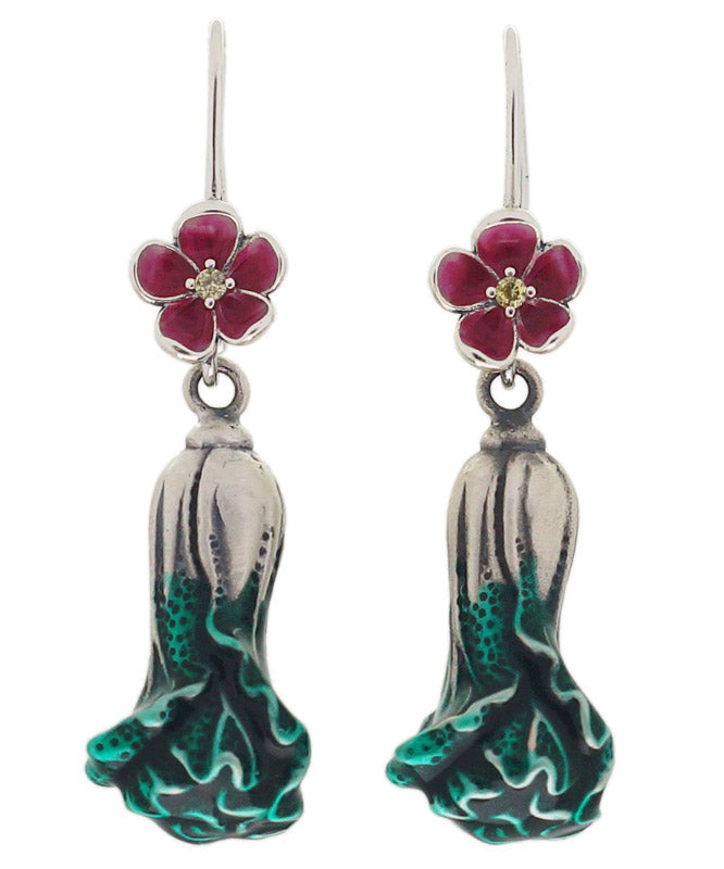 Elegant Green Sterling Silver Cabbage Drop Earrings LY2310 - fabuloryshop