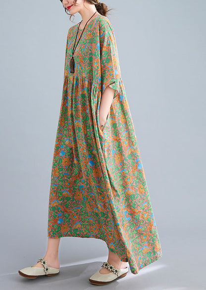 Elegant Green Wrinkled Patchwork Holiday Long Dress Summer Ada Fashion