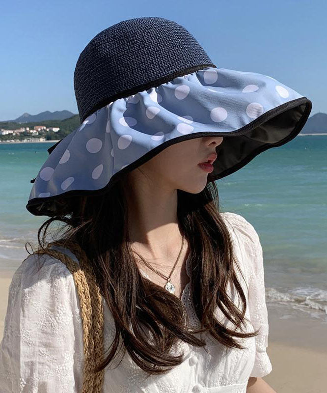 Elegant Dot Print Patchwork Straw Sun Hat - fabuloryshop