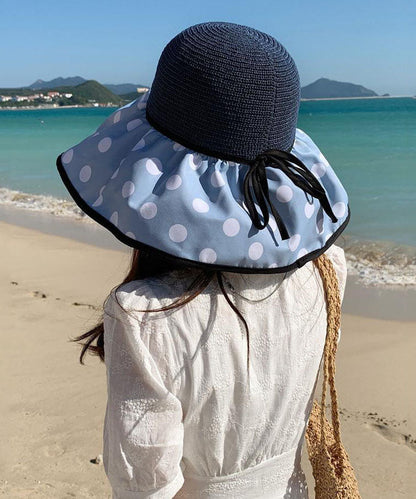 Elegant Dot Print Patchwork Straw Sun Hat - fabuloryshop