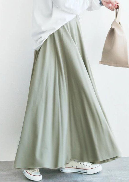 Elegant Light Green Wrinkled Exra Large Hem Cotton Skirt Spring LY2137 - fabuloryshop