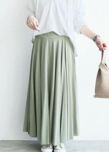 Elegant Light Green Wrinkled Exra Large Hem Cotton Skirt Spring LY2137 - fabuloryshop