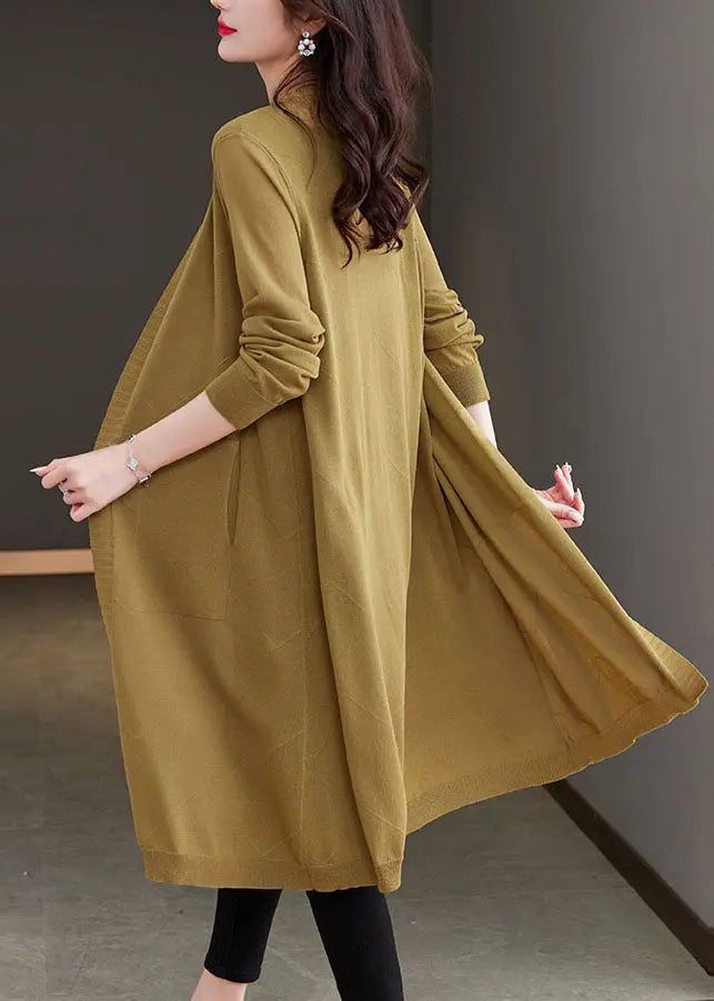 Elegant Matcha Colour V Neck Pockets Long Ice Size Knit Cardigans Long Sleeve Ada Fashion